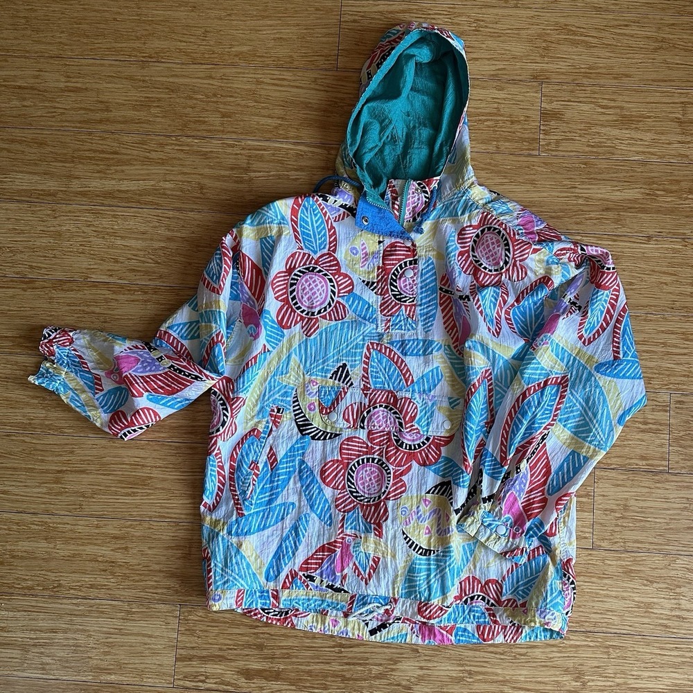VTG Women's DUFFEL Sportswear Jacket Large Floral  1980s